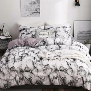 Marble Print Duvet Cover and Pillow Case Set
